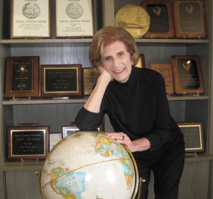 Janet Steinberg with her travel writer awards